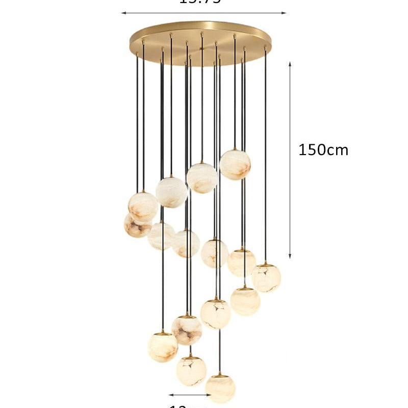 Small Alabaster Cluster Globes Ceiling Pendant Light For High Ceiling - 16-light-D12cm/D4.72"White + BrassBlushlighting