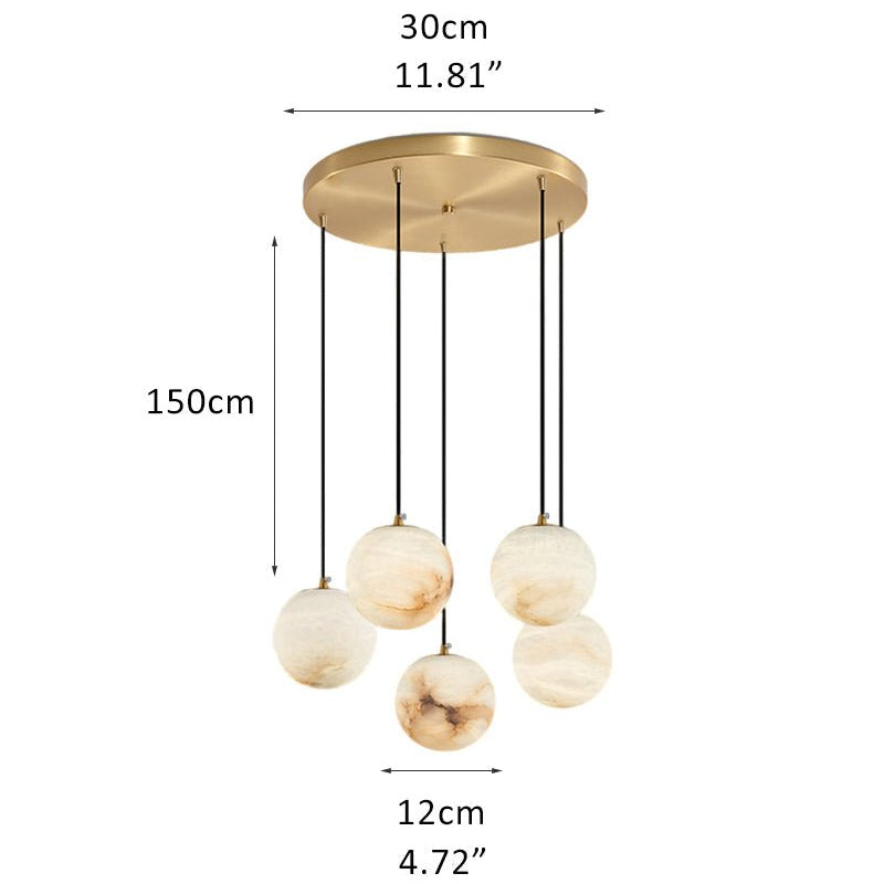 Small Alabaster Cluster Globes Ceiling Pendant Light For High Ceiling - 5-light-D12cm/D4.72"White + BrassBlushlighting