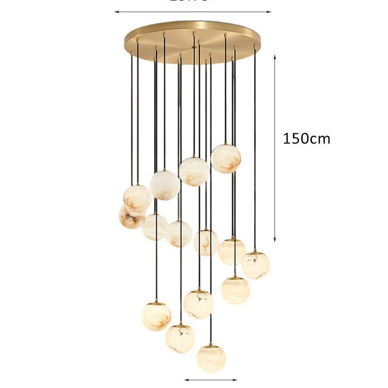 Small Alabaster Cluster Globes Ceiling Pendant Light For High Ceiling - 15-light-D12cm/D4.72"White + BrassBlushlighting