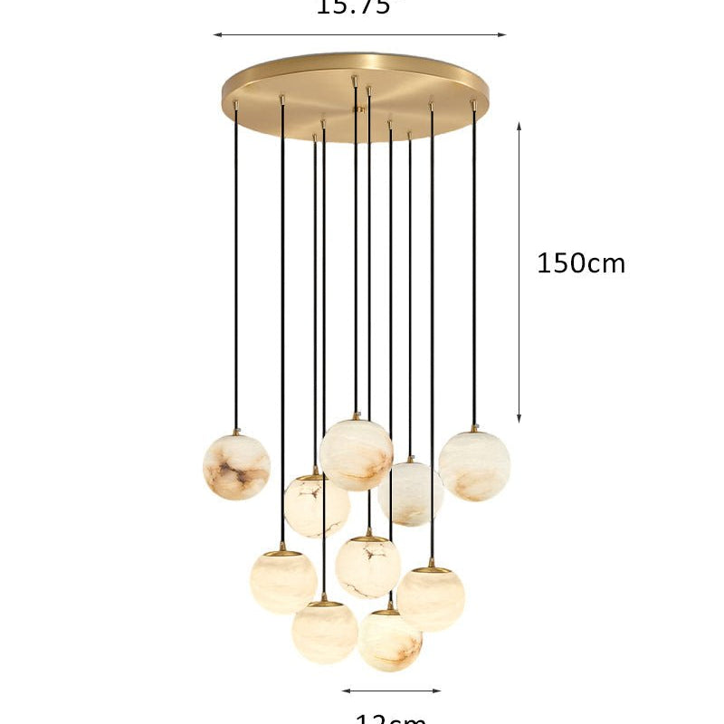 Small Alabaster Cluster Globes Ceiling Pendant Light For High Ceiling - 10-light-D12cm/D4.72"White + BrassBlushlighting
