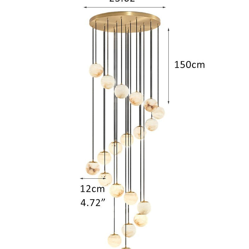 Small Alabaster Cluster Globes Ceiling Pendant Light For High Ceiling - 20-light-D12cm/D4.72"White + BrassBlushlighting