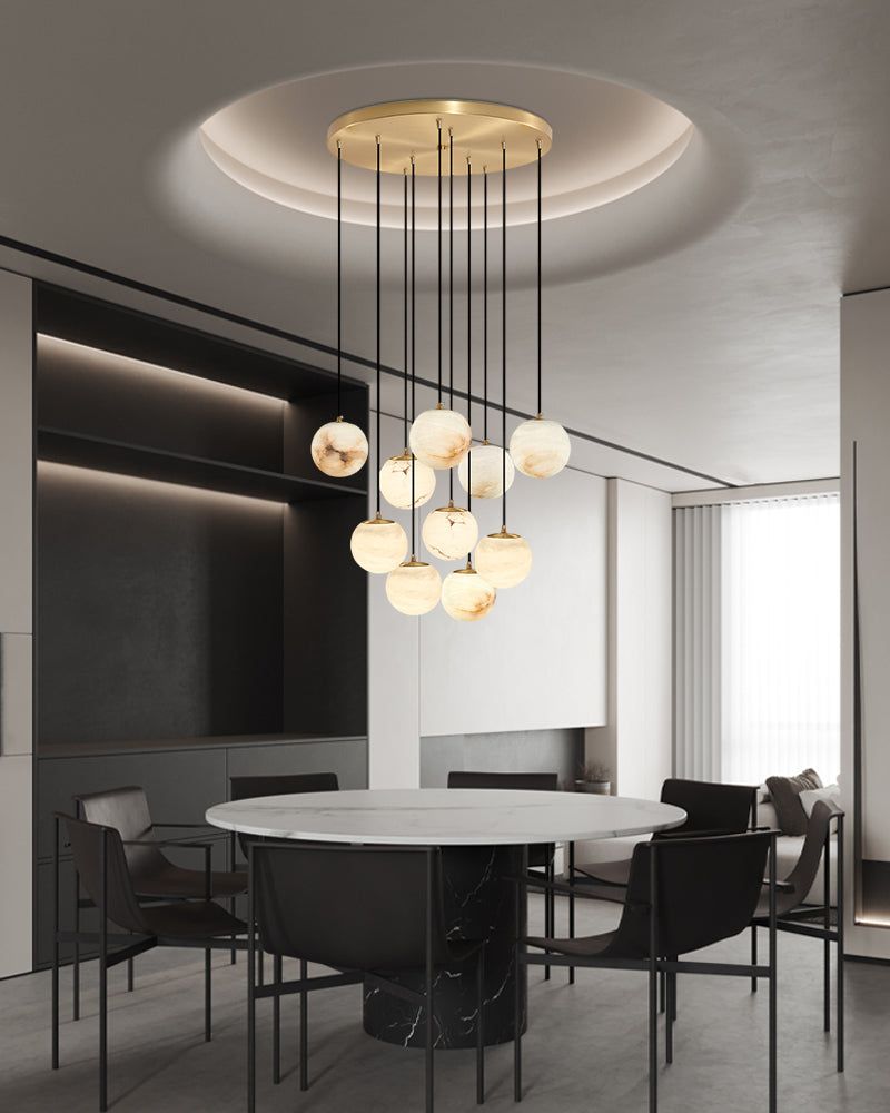 Small Alabaster Cluster Globes Ceiling Pendant Light For High Ceiling - 1-light-D10cm/D3.94"White + BrassBlushlighting