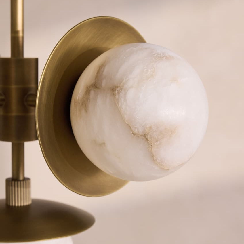Snowflake Alabaster Orb Chandelier - ∅ 15″ x H 59″Bronze & WhiteBlushlighting