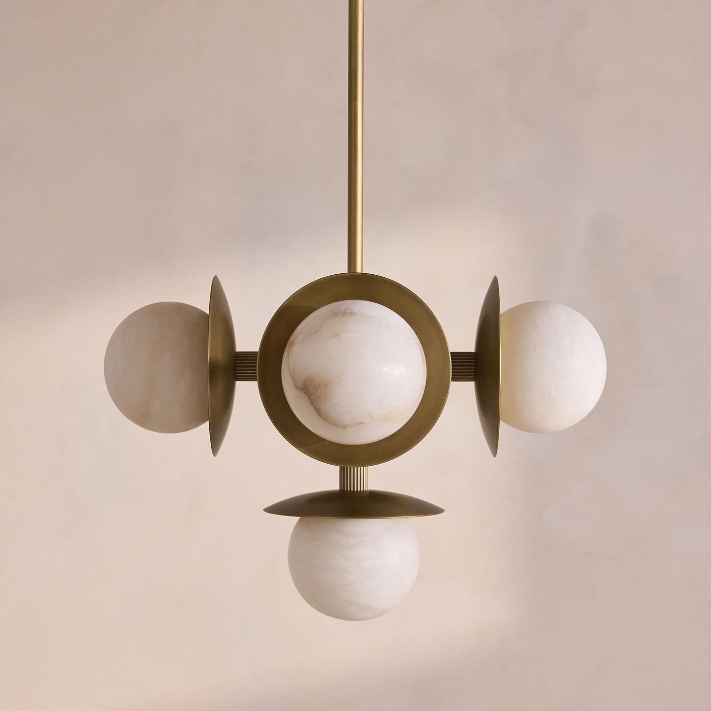 Snowflake Alabaster Orb Chandelier - ∅ 15″ x H 59″Bronze & WhiteBlushlighting