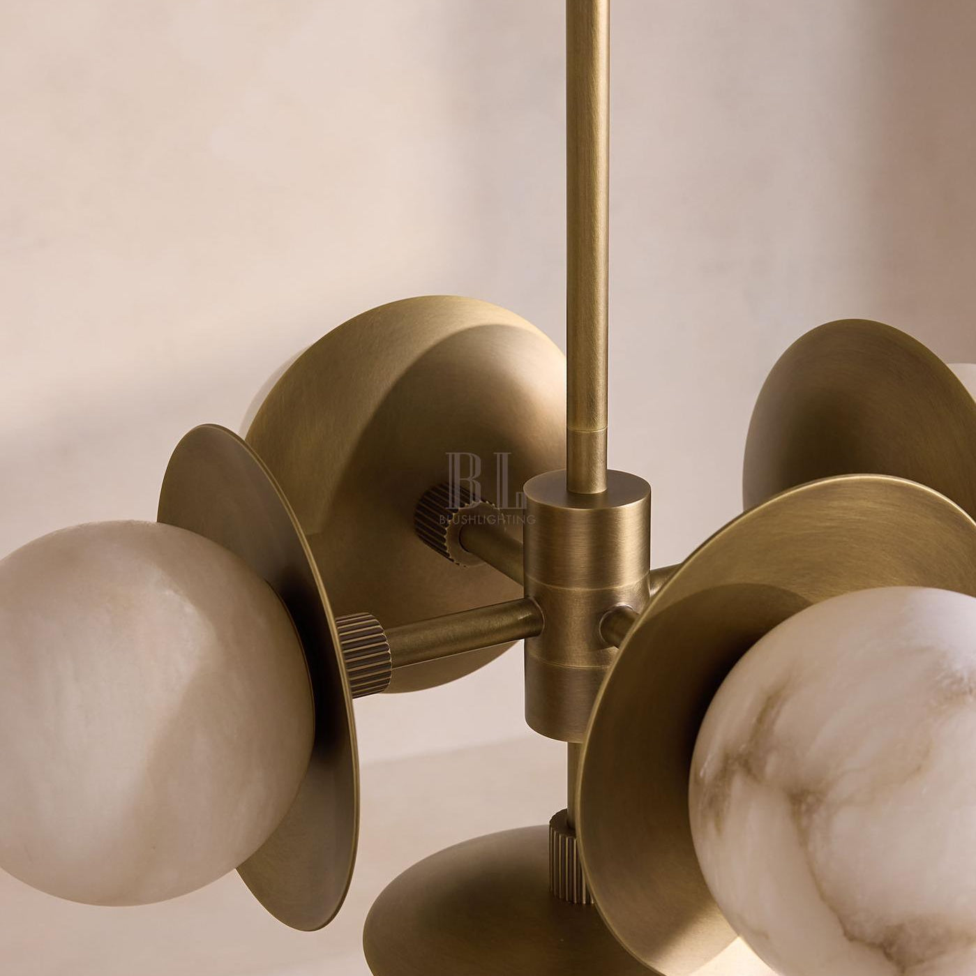 Snowflake Alabaster Orb Chandelier - ∅ 15″ x H 59″Bronze & WhiteBlushlighting