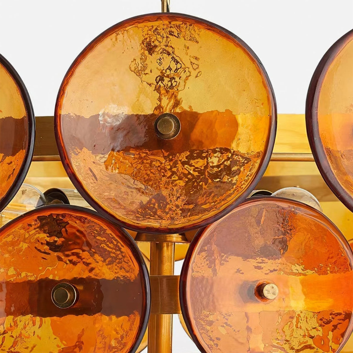 Solaris Disc Murano Chandelier - ∅ 39.4″ x H 14.2″Amber & GoldBlushlighting