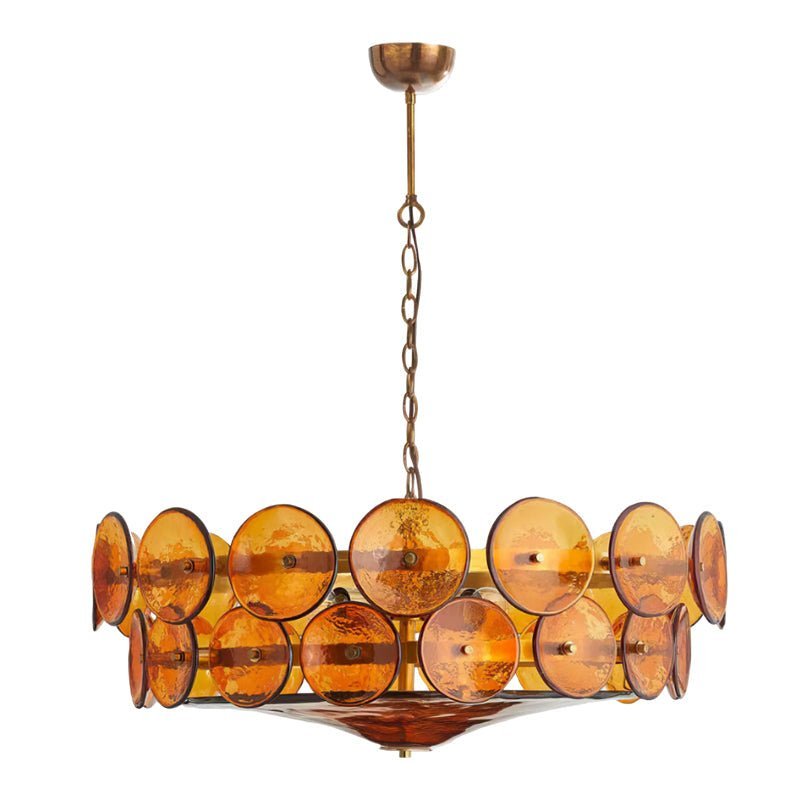 Solaris Disc Murano Chandelier - ∅ 39.4″ x H 14.2″Amber & GoldBlushlighting
