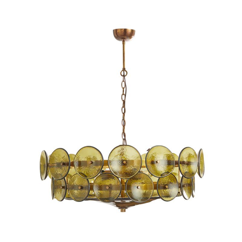Solaris Disc Murano Chandelier - ∅ 31.5″ x H 11.0″Green & GoldBlushlighting
