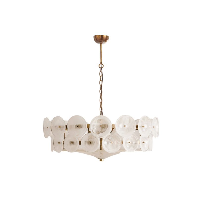 Solaris Disc Murano Chandelier - ∅ 23.6″ x H 11.0″White & GoldBlushlighting