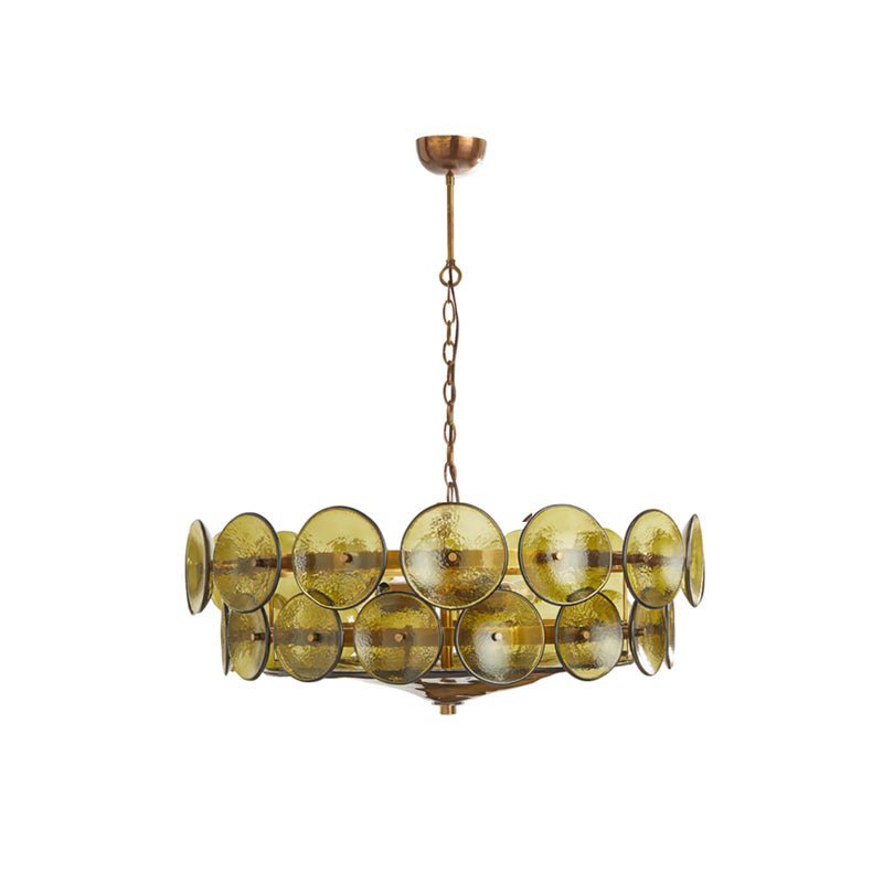 Solaris Disc Murano Chandelier - ∅ 23.6″ x H 11.0″Green & GoldBlushlighting