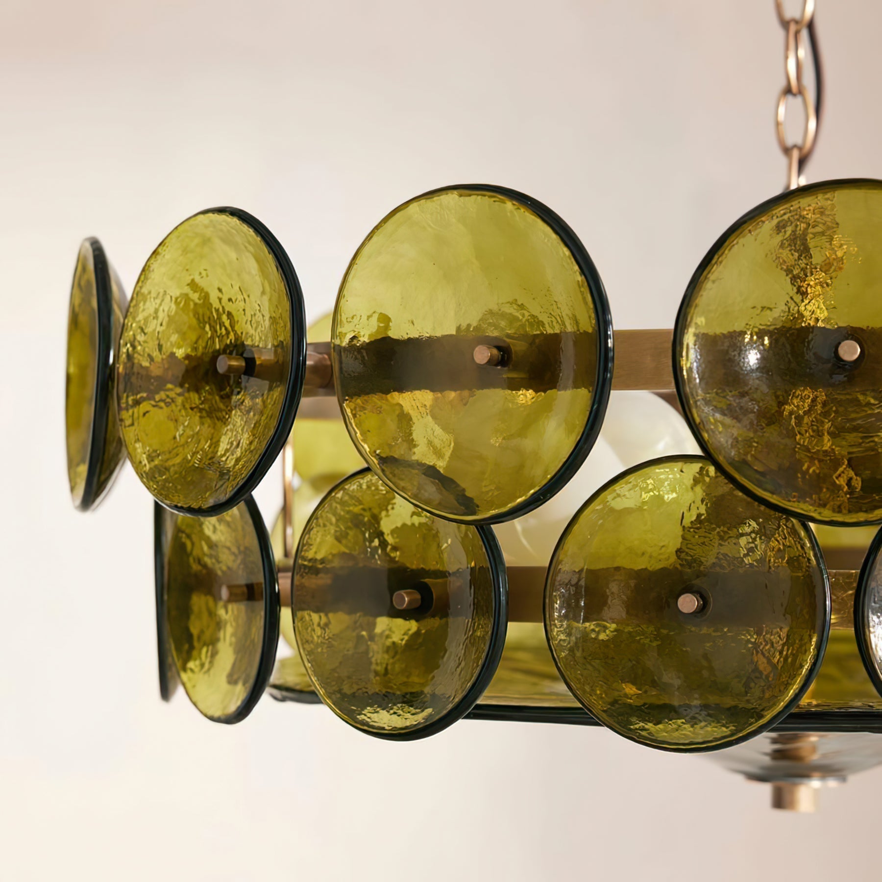 Solaris Disc Murano Chandelier - ∅ 23.6″ x H 11.0″Amber & GoldBlushlighting