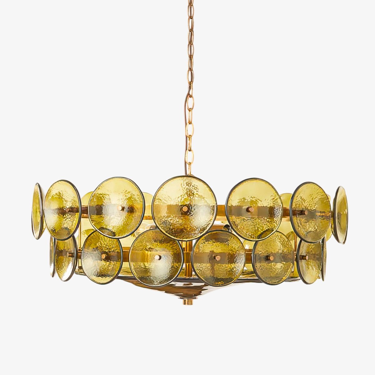Solaris Disc Murano Chandelier - ∅ 23.6″ x H 11.0″Green & GoldBlushlighting