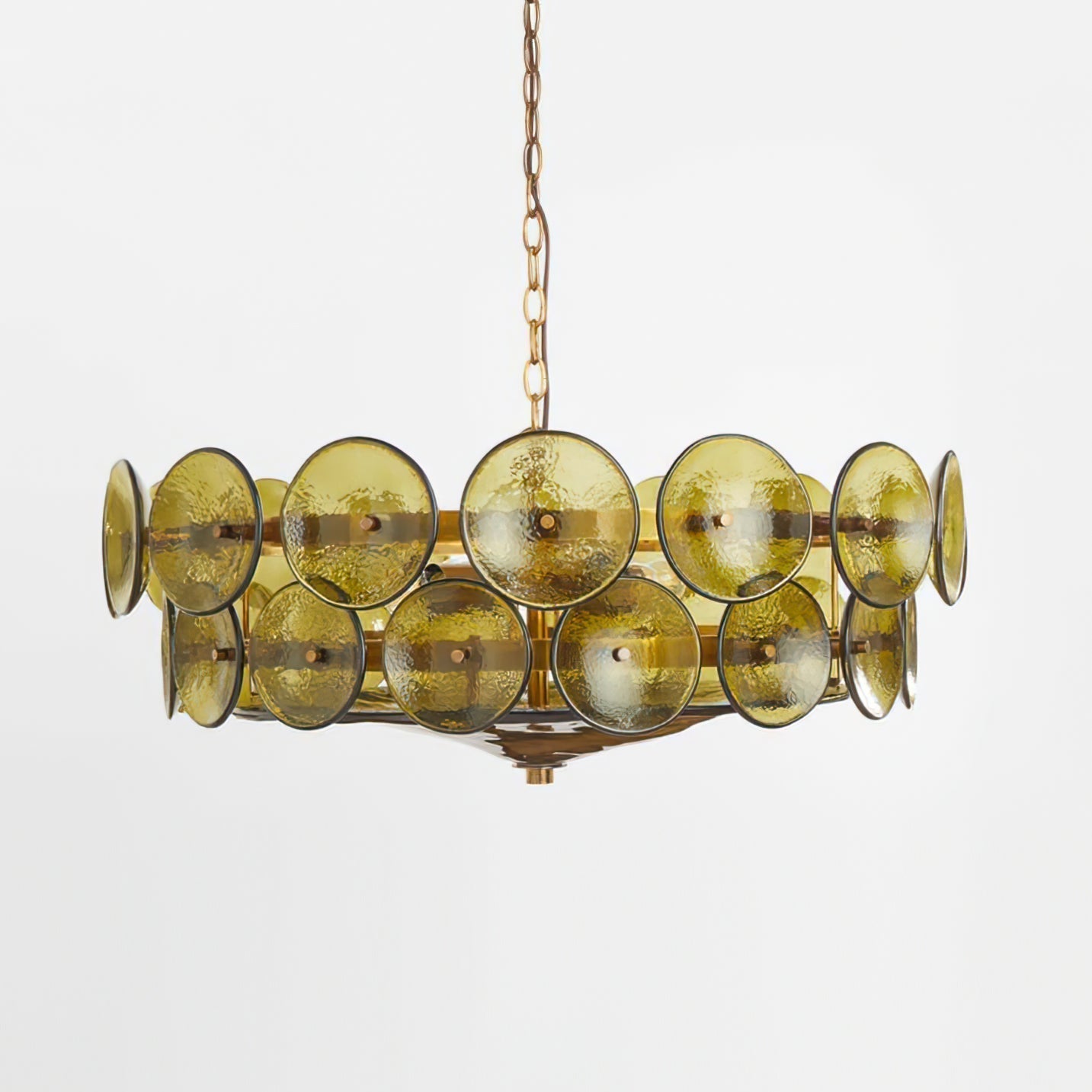 Solaris Disc Murano Chandelier - ∅ 23.6″ x H 11.0″Amber & GoldBlushlighting