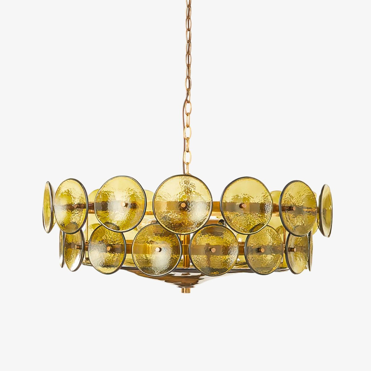 Solaris Disc Murano Chandelier - ∅ 23.6″ x H 11.0″Amber & GoldBlushlighting