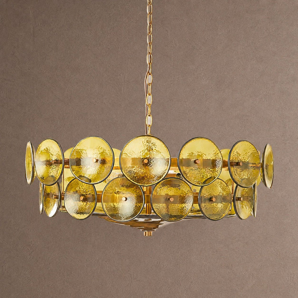 Solaris Round Chandelier - ∅ 23.6″ x H 11.0″Amber & GoldBlushlighting