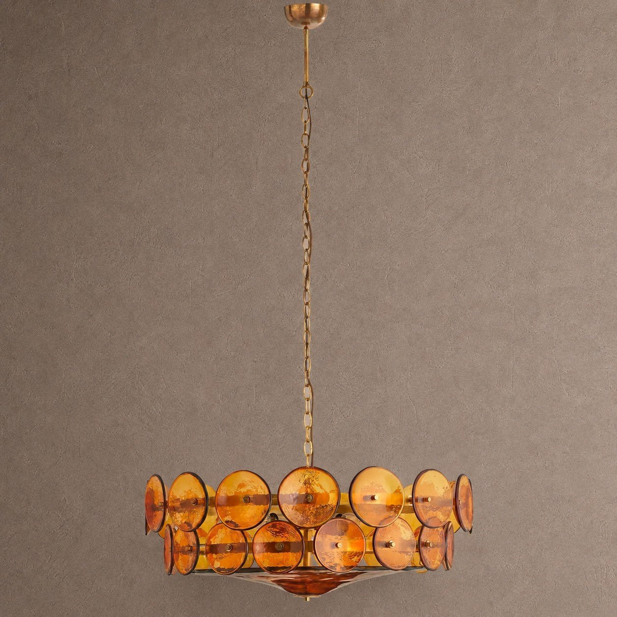 Solaris Round Chandelier - ∅ 39.4″ x H 14.2″Amber & GoldBlushlighting