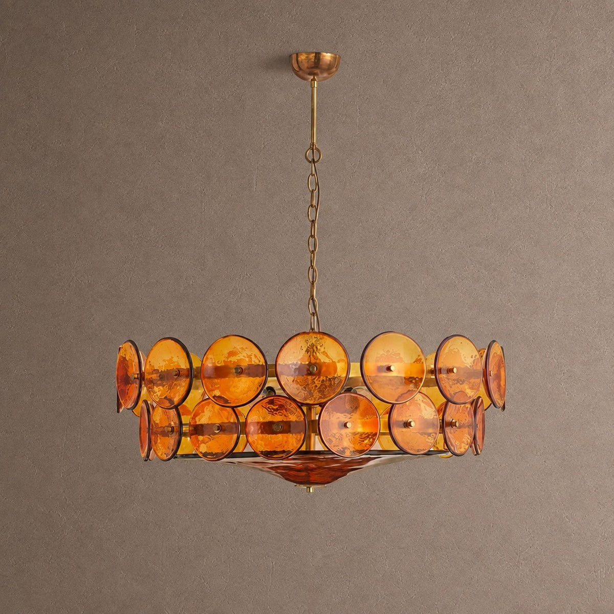 Solaris Round Chandelier - ∅ 23.6″ x H 11.0″Amber & GoldBlushlighting
