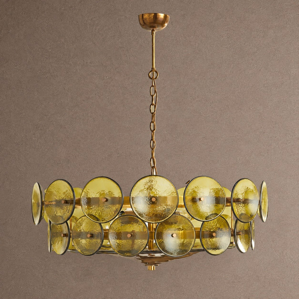 Solaris Round Chandelier - ∅ 39.4″ x H 14.2″Green & GoldBlushlighting
