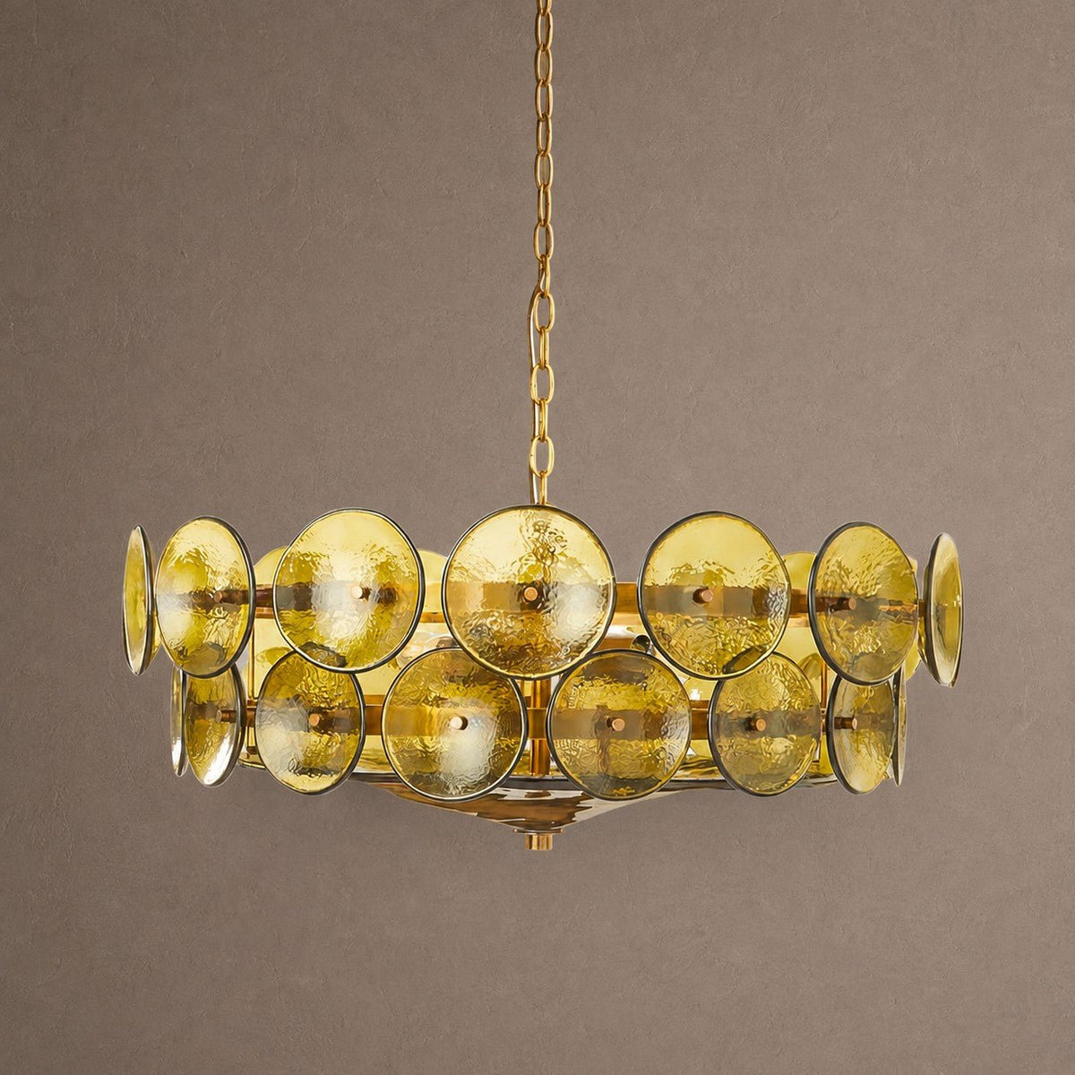 Solaris Round Chandelier - ∅ 23.6″ x H 11.0″Amber & GoldBlushlighting