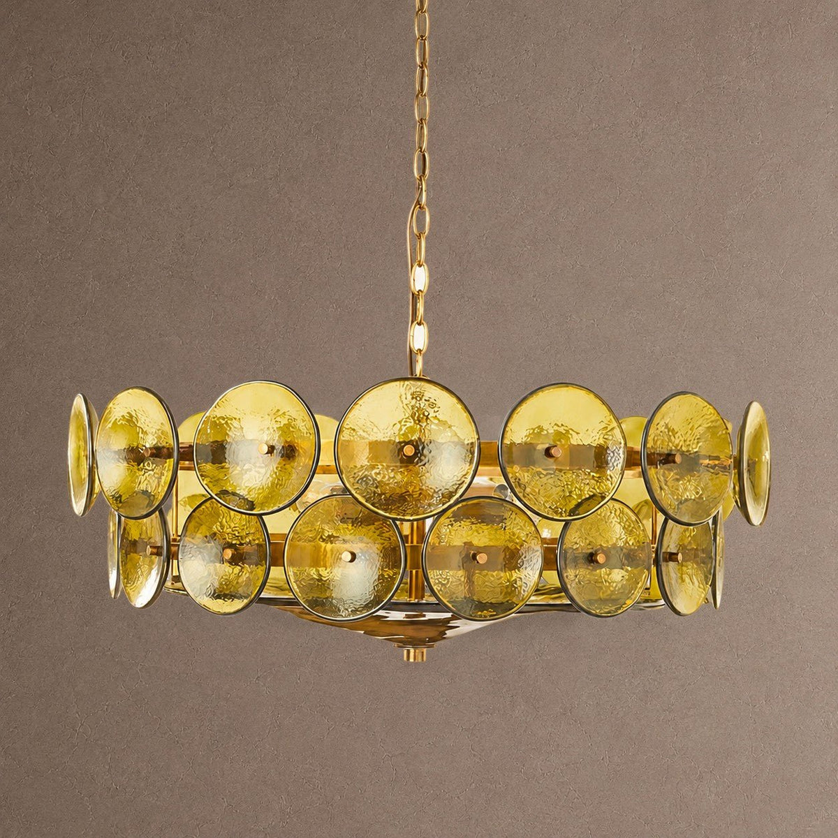 Solaris Round Chandelier - ∅ 23.6″ x H 11.0″Green & GoldBlushlighting