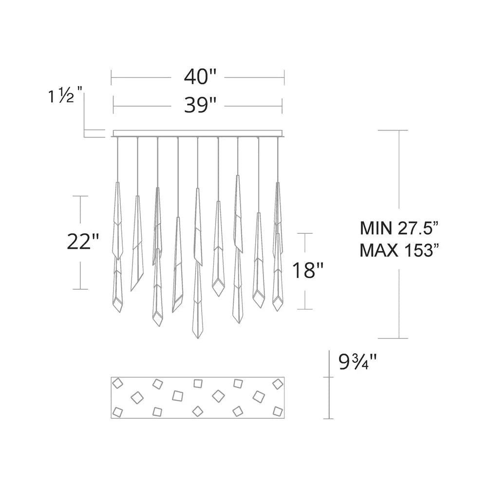 Solitude Linear LED Multi Pendant Light - 23 - LightAged BrassBlushlighting