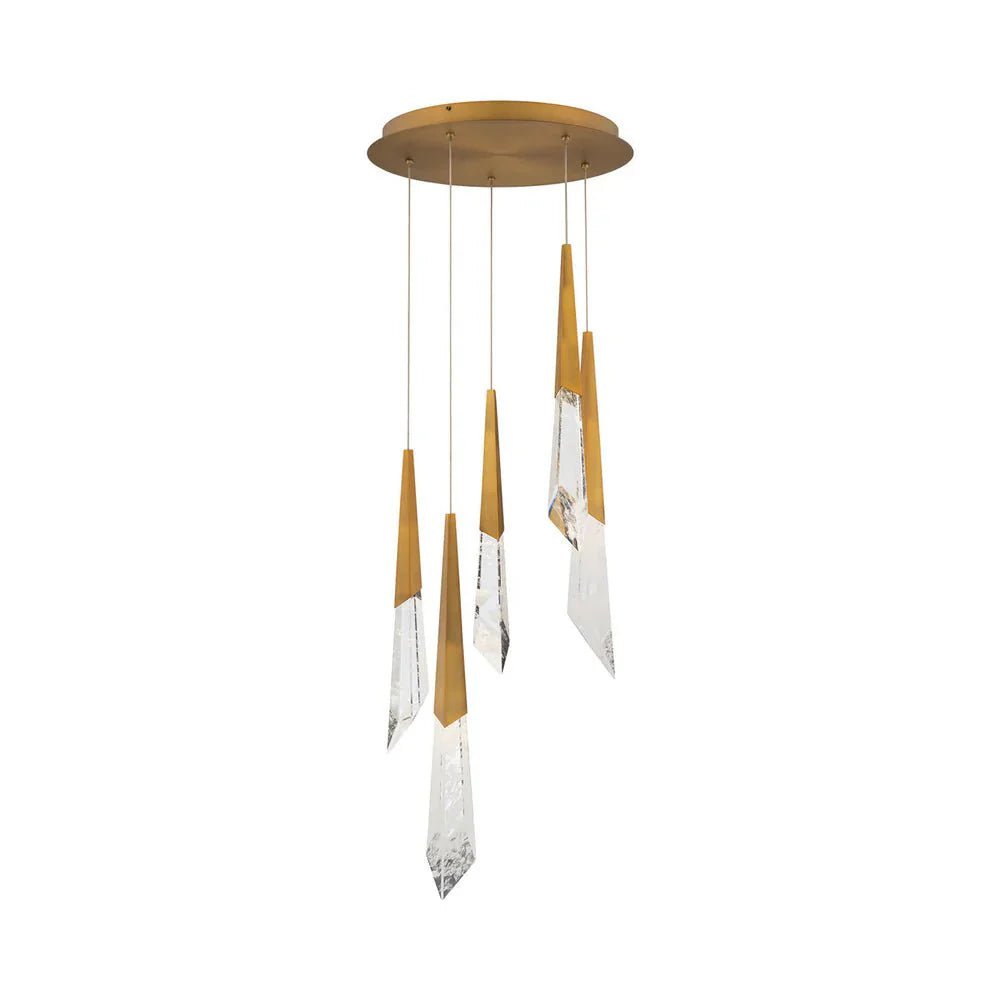Solitude Round LED Multi Chandelier - 5 - LightAged BrassBlushlighting