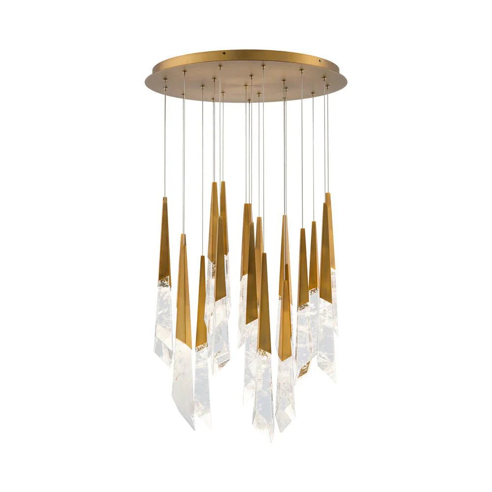 Solitude Round LED Multi Chandelier - 15 - LightAged BrassBlushlighting