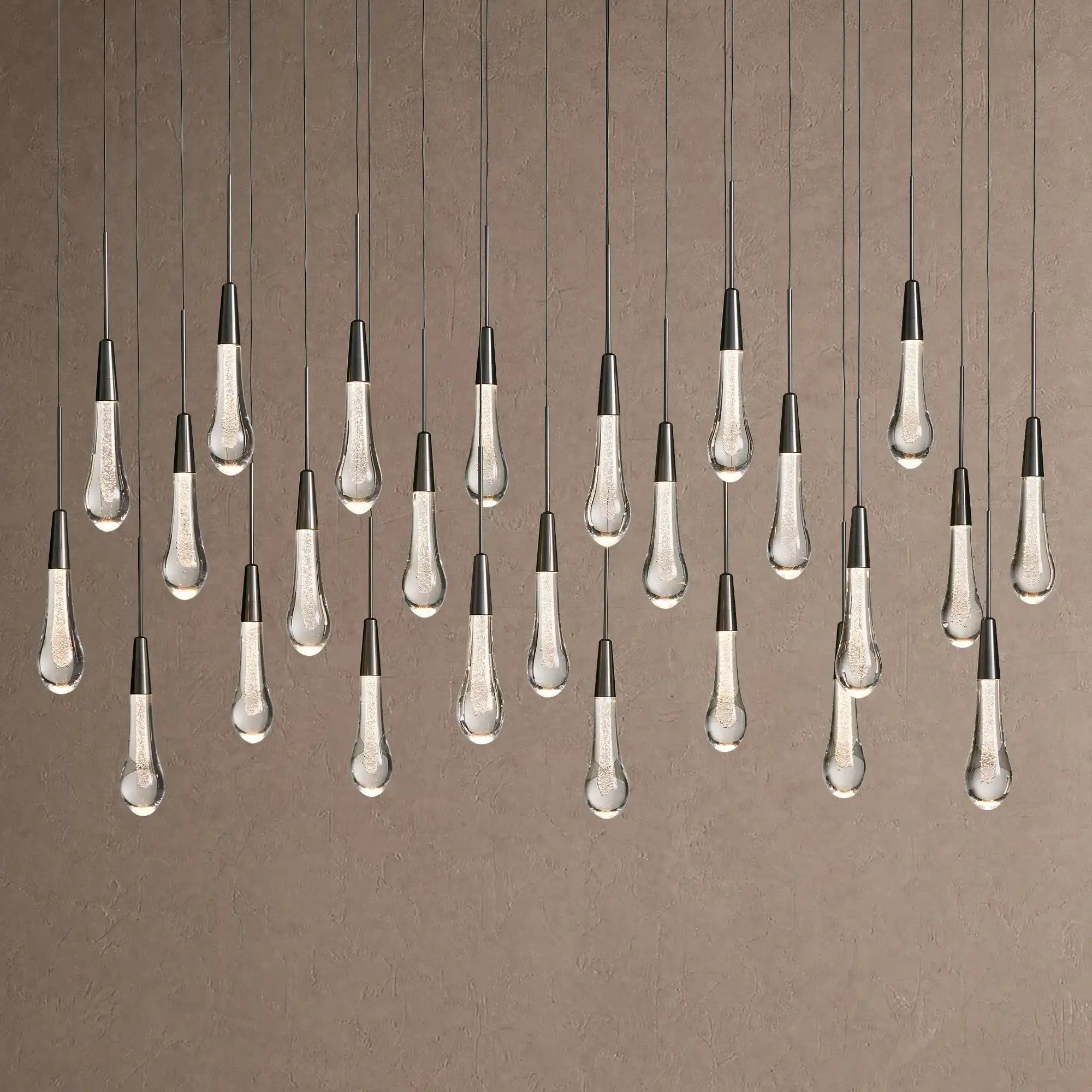 Soltaire Linear Chandelier - Raindrop Pendant Lighting - 50‘’ 25-LightBlackBlushlighting