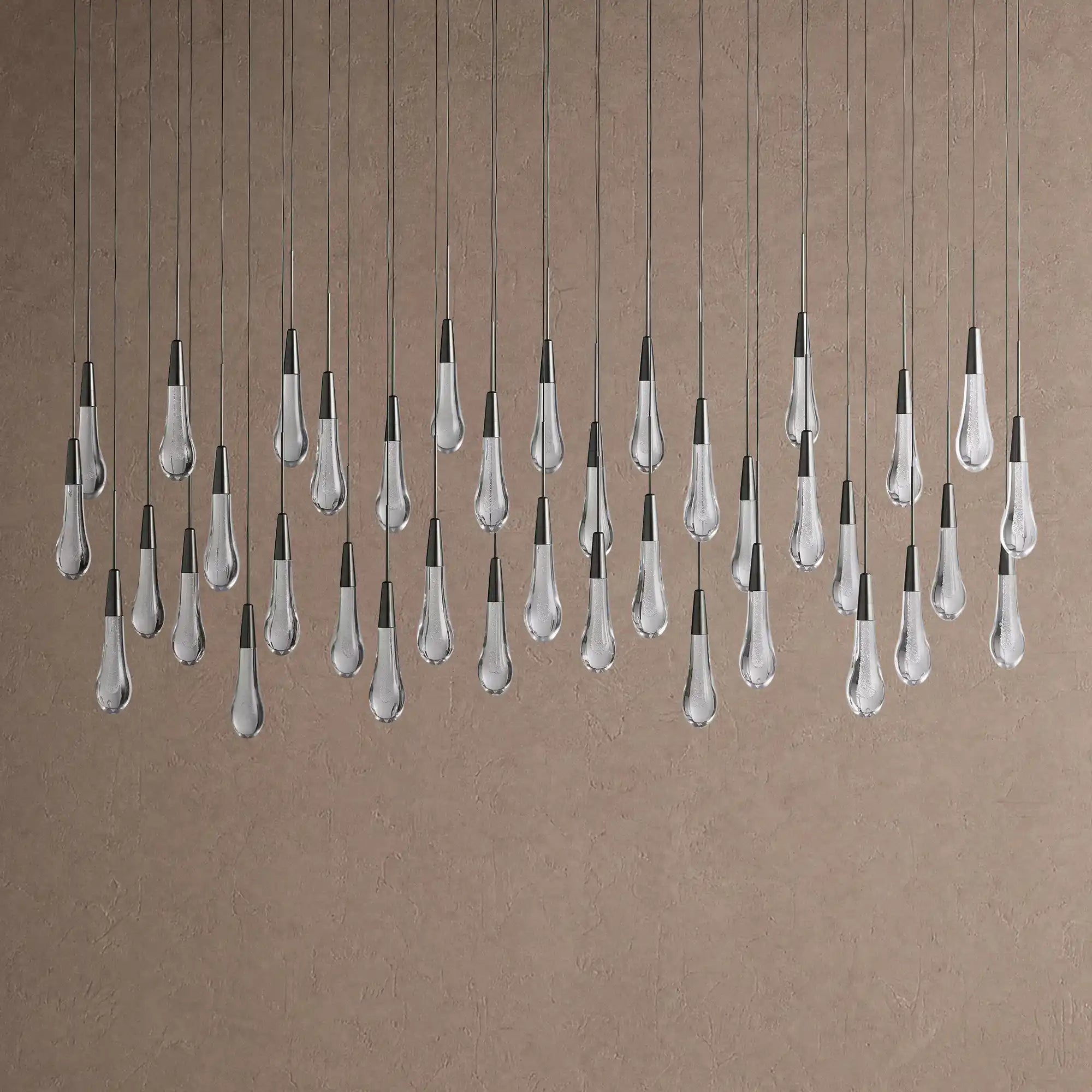 Soltaire Linear Chandelier - Raindrop Pendant Lighting - 60" 38-LightBlackBlushlighting