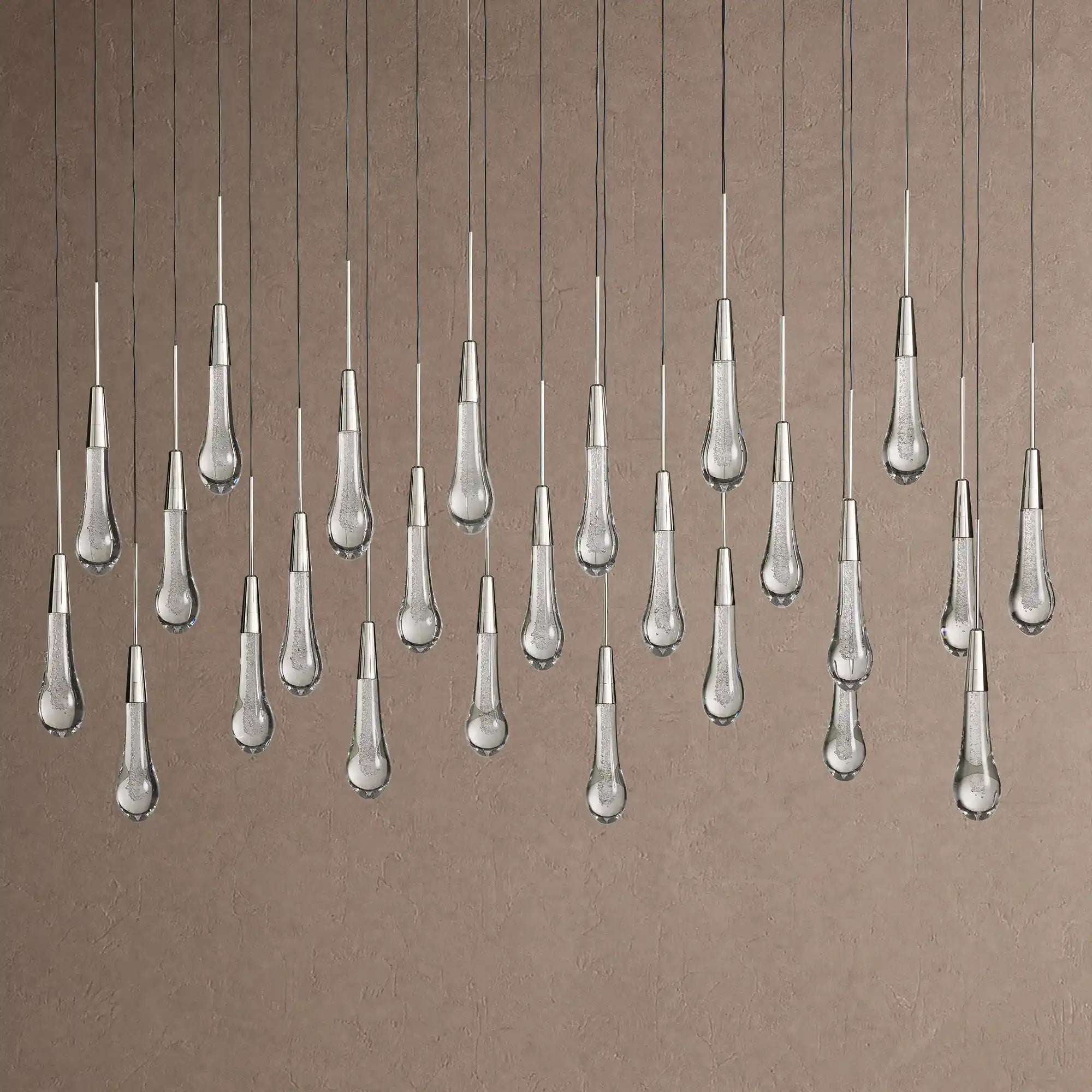 Soltaire Linear Chandelier - Raindrop Pendant Lighting - 50‘’ 25-LightBrassBlushlighting