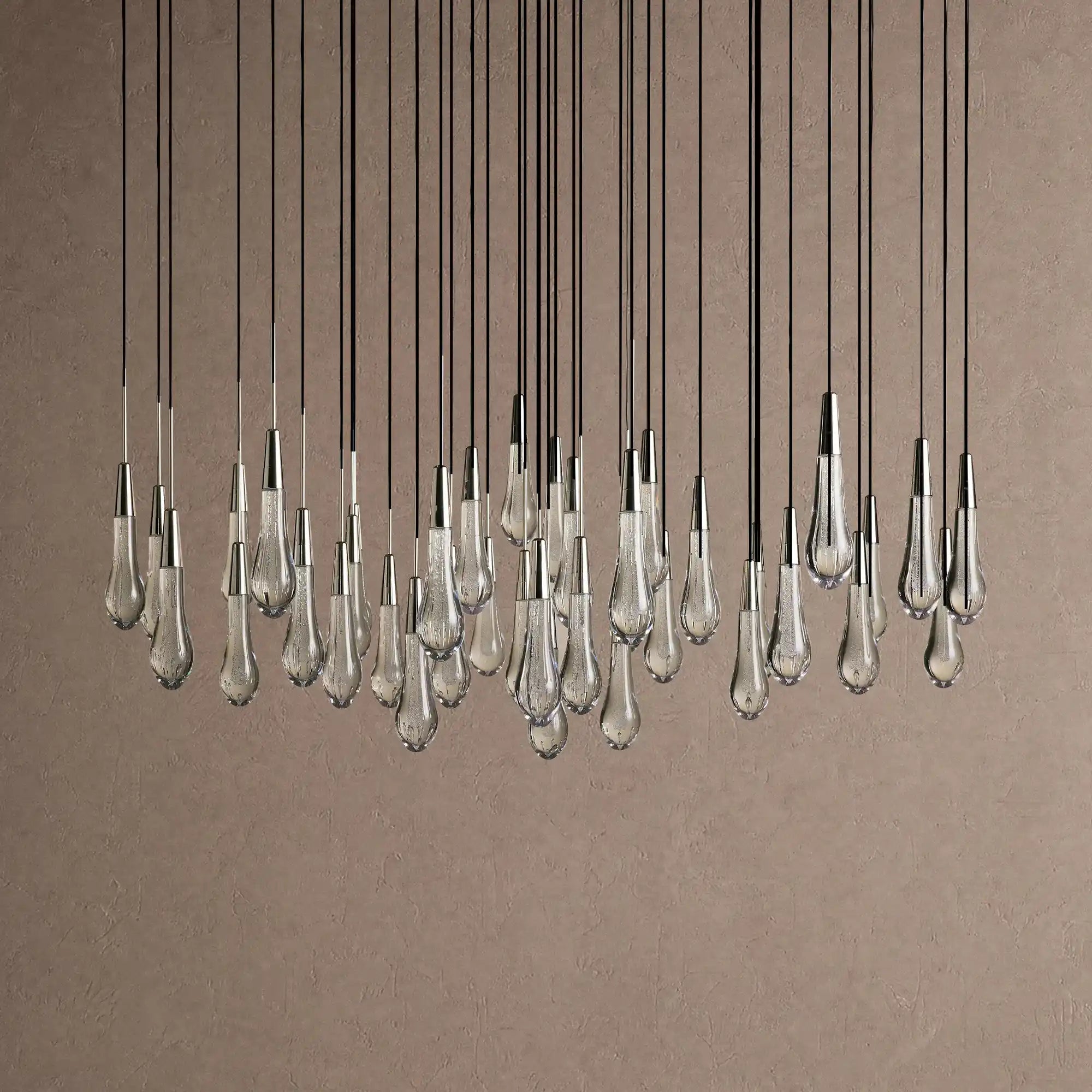 Soltaire Round Chandelier 17" 24" 36" 48" 58" | Modern Pendant Light Raindrop Chandelier - 39-Light 48"BlackBlushlighting