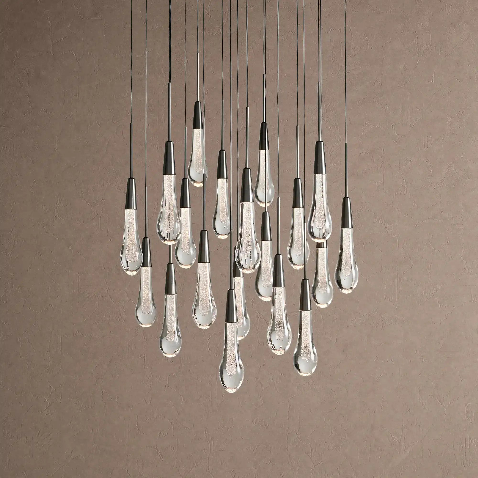 Soltaire Round Chandelier 17" 24" 36" 48" 58" | Modern Pendant Light Raindrop Chandelier - 19-Light 24"BlackBlushlighting