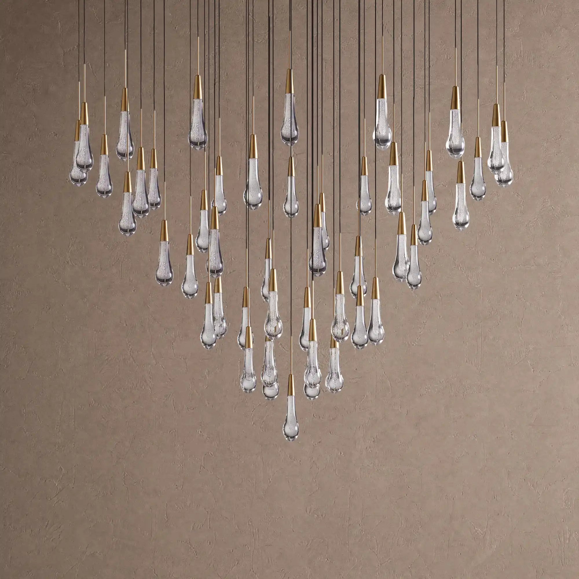 Soltaire Round Chandelier 17" 24" 36" 48" 58" | Modern Pendant Light Raindrop Chandelier - 39-Light 48"BlackBlushlighting