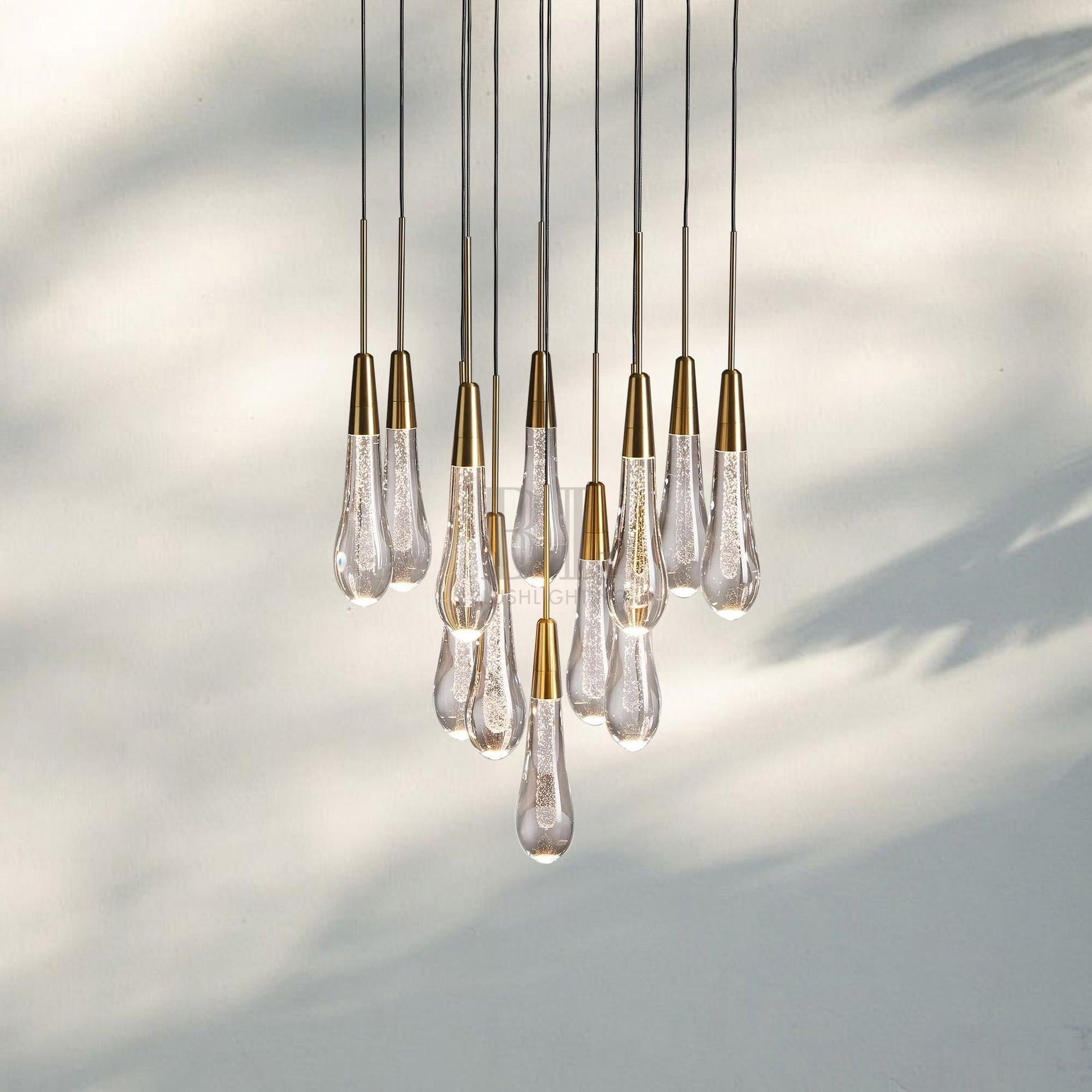 Solitaire Round Chandelier 17" 24" 36“ 58“-12-Light 17‘’-Brass-