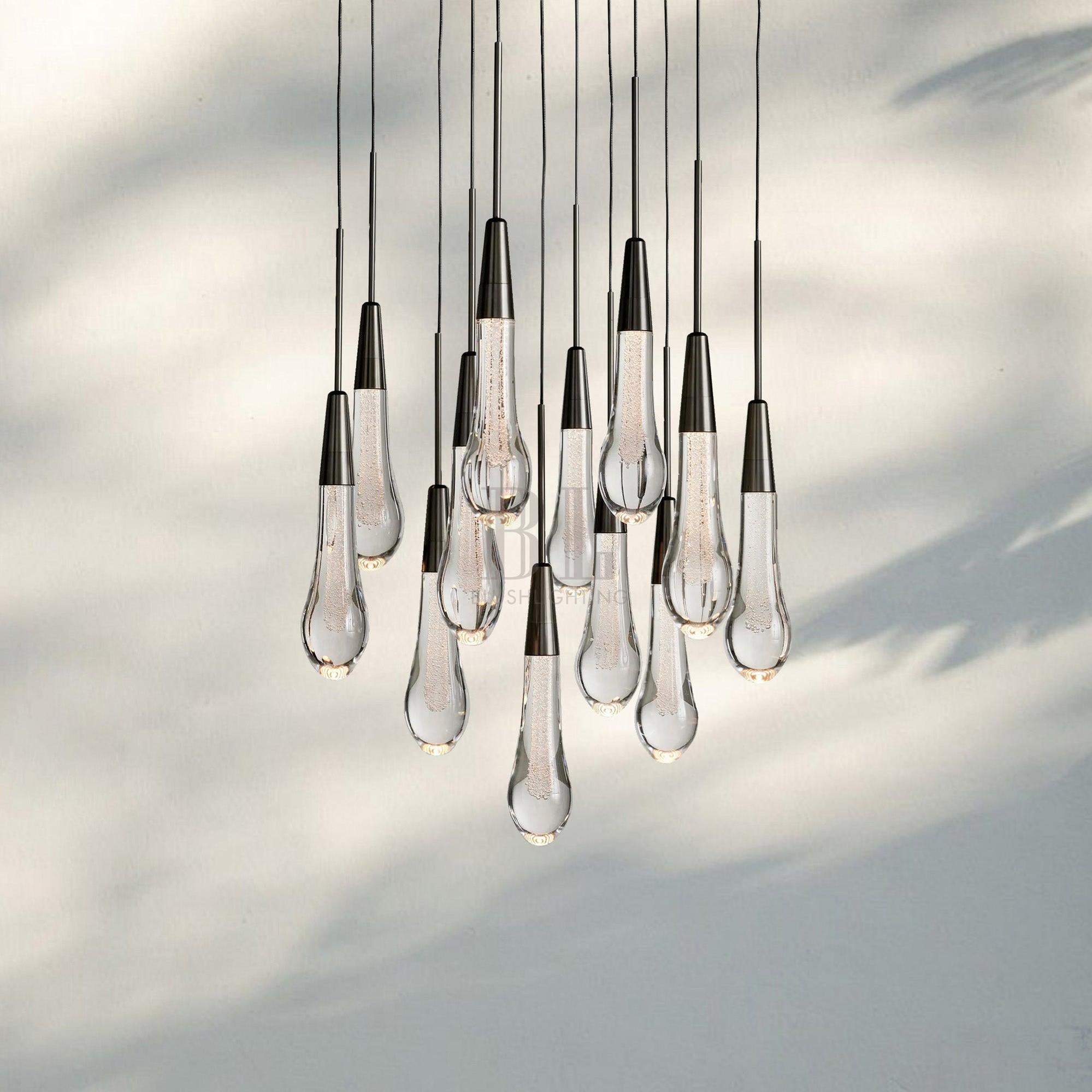 Solitaire Round Chandelier 17" 24" 36“ 58“-12-Light 17‘’-Bronze-