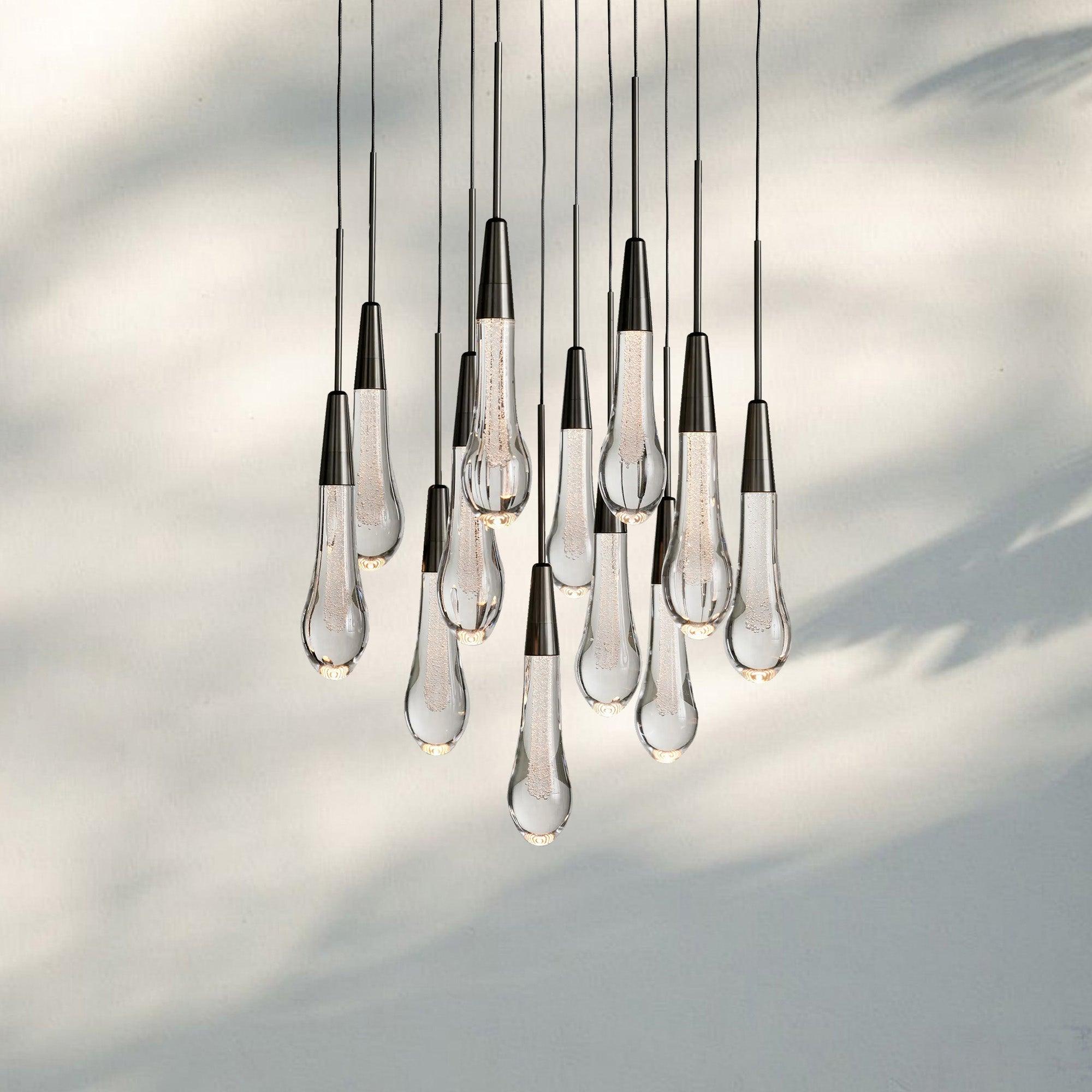 Solitaire Round Chandelier 17" 24" 36“ 58“-12-Light 17‘’-Bronze-