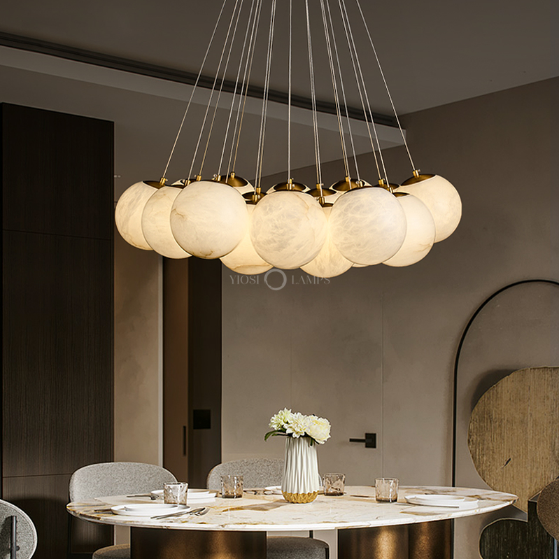 Sophie Modern Alabaster Ball Pendant Light, Dining Room Light Chandelier Kevin Studio Inc