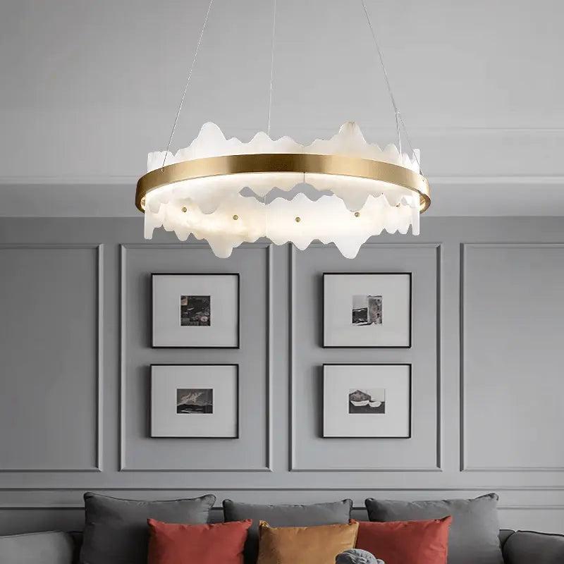 Spain Alabaster Brass Indoor Chandelier Lighting-Blushlighting