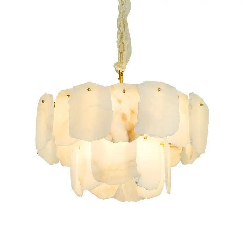 Spain Alabaster Modern Living Room Chandeliers-2 Layer-Blushlighting