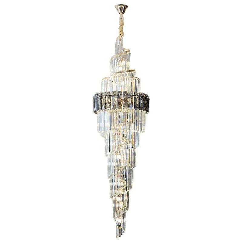Spiral High Ceiling Light Fixture Long Crystal Chandelier For Foyer Staircase/ Living Room-Chandeliers-Blushlighting-Blushlighting