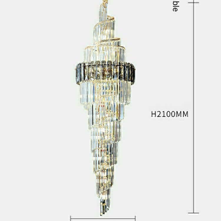 Spiral High Ceiling Light Fixture Long Crystal Chandelier For Foyer Staircase/ Living Room-Chandeliers-Blushlighting-Blushlighting