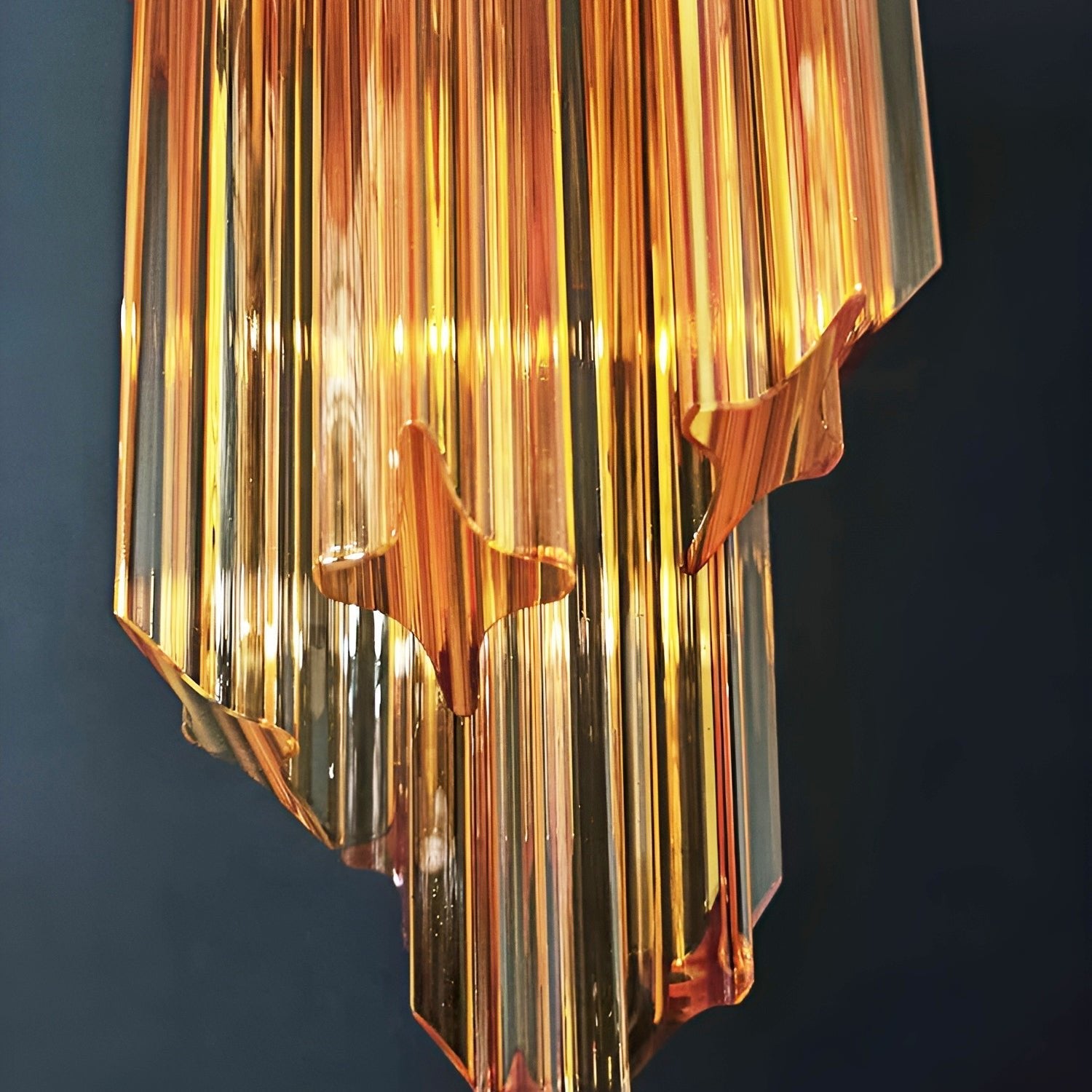 Spiral Prism Glass Chandelier - ∅ 15.7″ x H 39.4″Pink & NickelBlushlighting