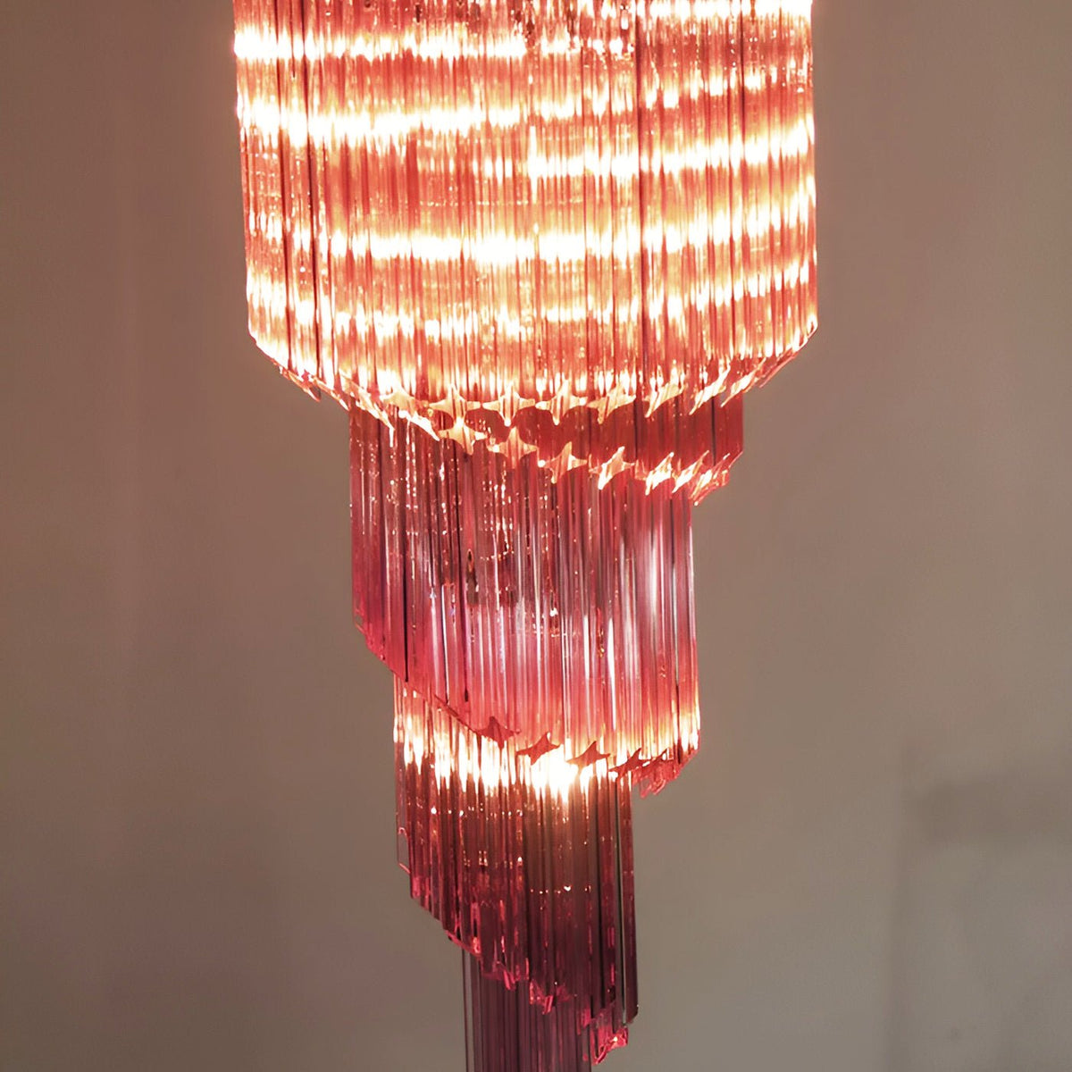 Spiral Prism Glass Chandelier - ∅ 15.7″ x H 39.4″Pink & NickelBlushlighting