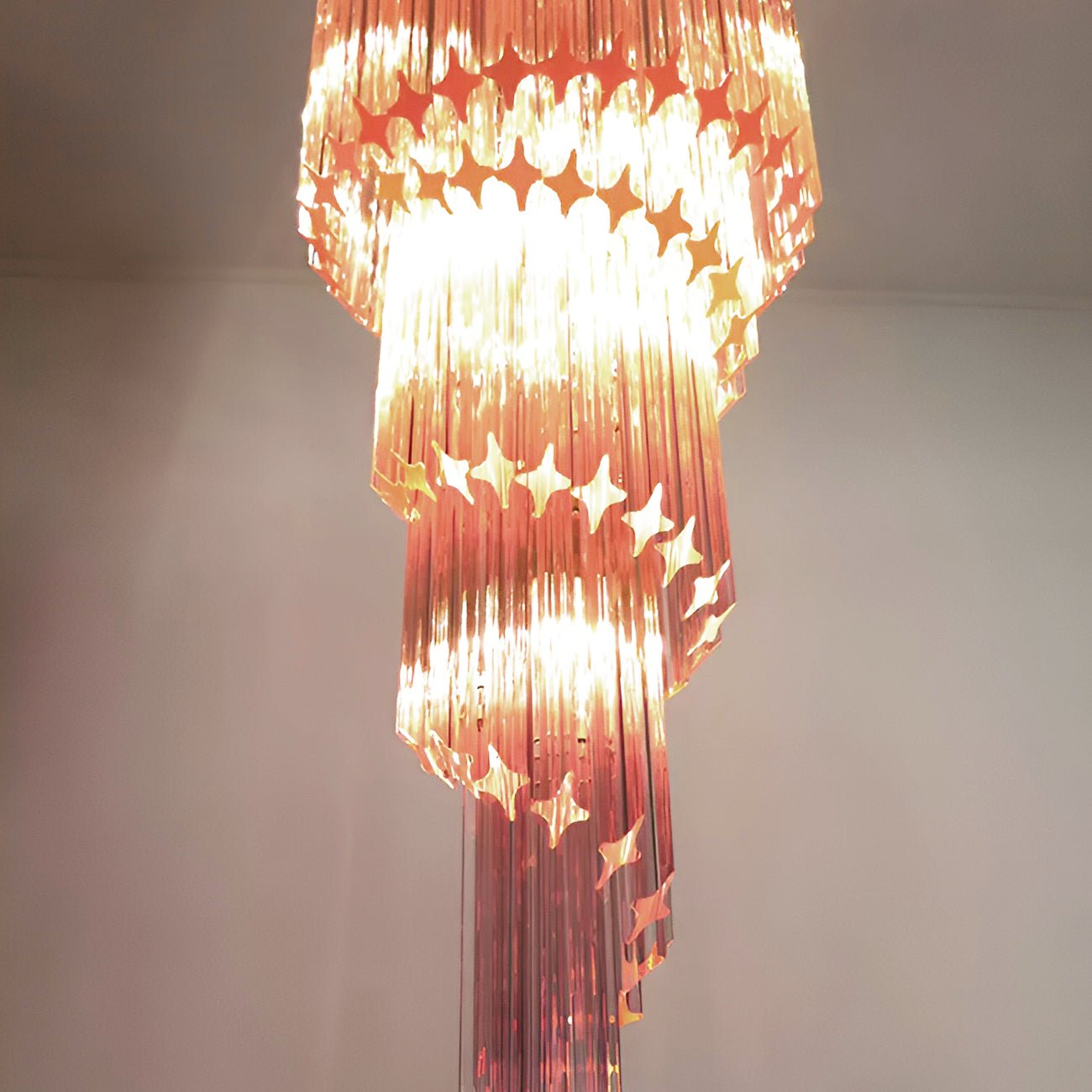 Spiral Prism Glass Chandelier - ∅ 15.7″ x H 39.4″Pink & NickelBlushlighting