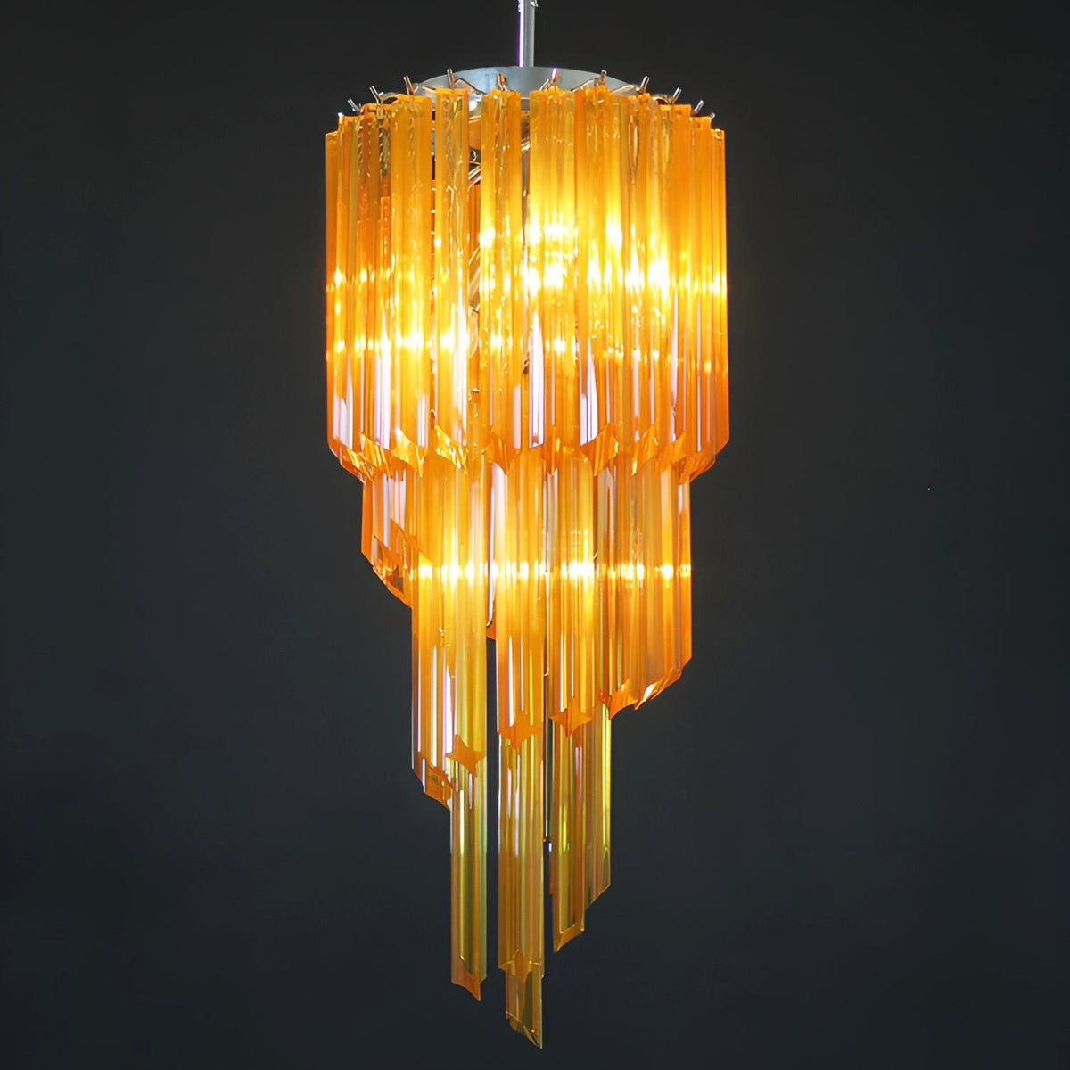 Spiral Prism Glass Chandelier - ∅ 15.7″ x H 39.4″Pink & NickelBlushlighting