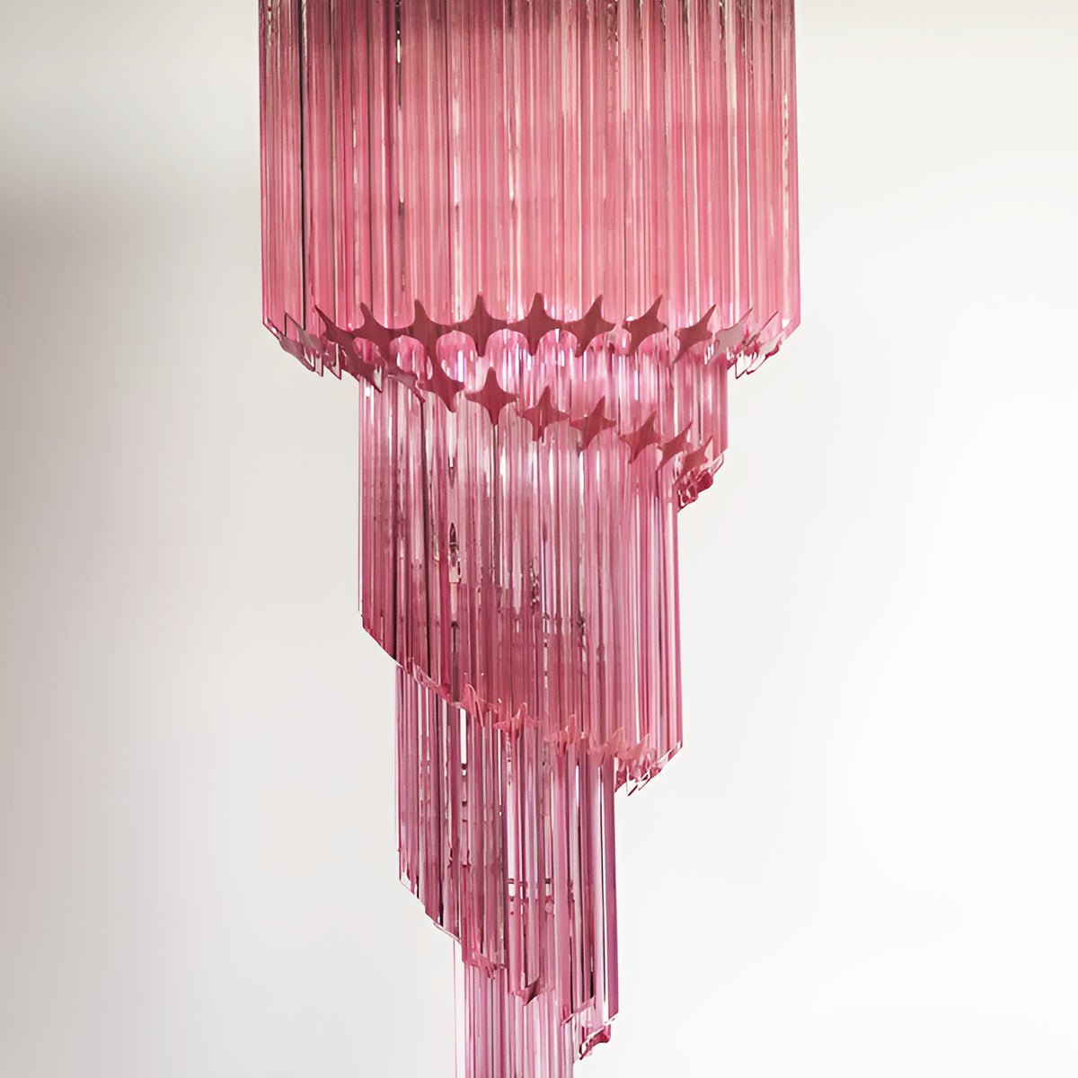 Spiral Prism Glass Chandelier - ∅ 15.7″ x H 39.4″Pink & NickelBlushlighting