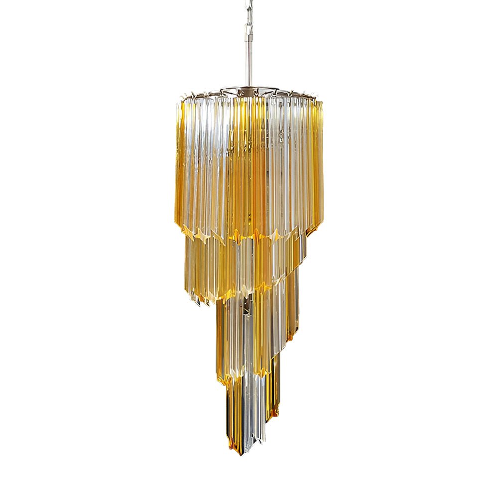 Spiral Prism Glass Chandelier - ∅ 15.7″ x H 39.4″Amber & Clear & NickelBlushlighting