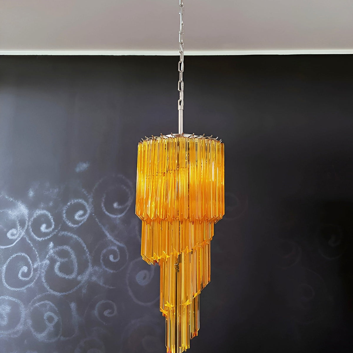 Spiral Prism Glass Chandelier - ∅ 15.7″ x H 39.4″Pink & NickelBlushlighting