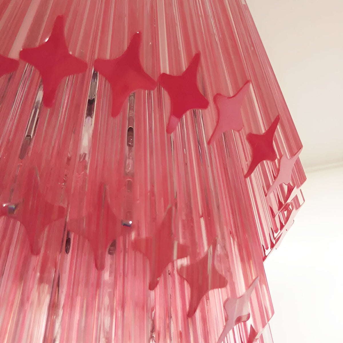 Spiral Prism Glass Chandelier - ∅ 15.7″ x H 39.4″Pink & NickelBlushlighting