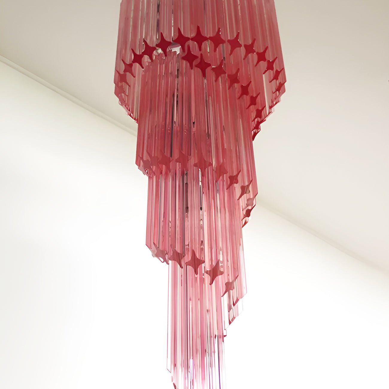 Spiral Prism Glass Chandelier - ∅ 15.7″ x H 39.4″Pink & NickelBlushlighting
